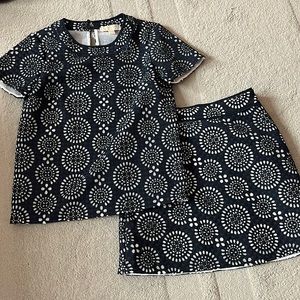 Micheal Kors mesh/ floral scoop neck short sleeved shirt with matching skirt